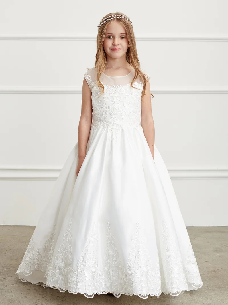 Blomstertjejklänning med illusionsurringning Spets livkroppsklänning från TIPTOP KIDS - AS5828
