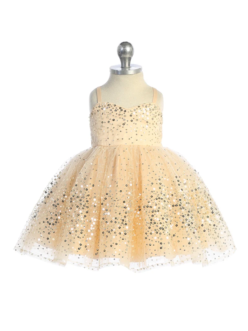 Baby Girl Dress with Sweetheart Neckline Paljetter Klänning från TIPTOP KIDS - AS5825S
