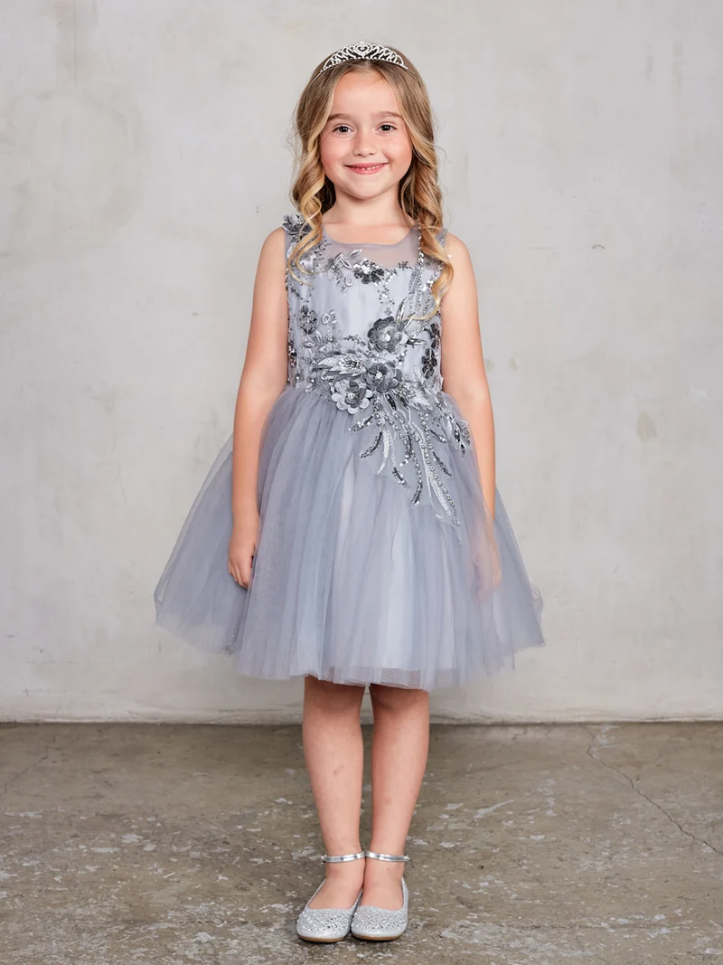 Girl Dress with Flowers Rhinestone Bodice från TIPTOP KIDS - AS7027