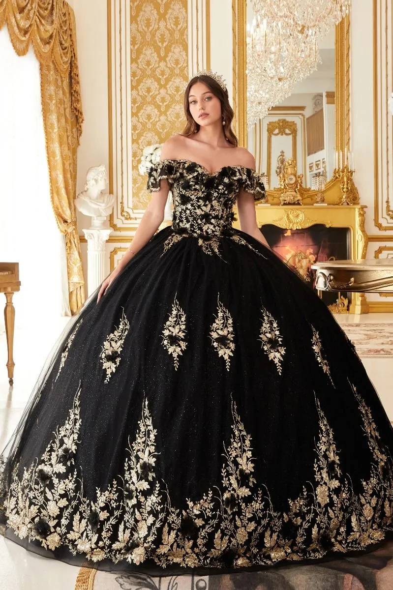 Blommig Off The Shoulder Quinceanera balklänning från Ladivine 15701
