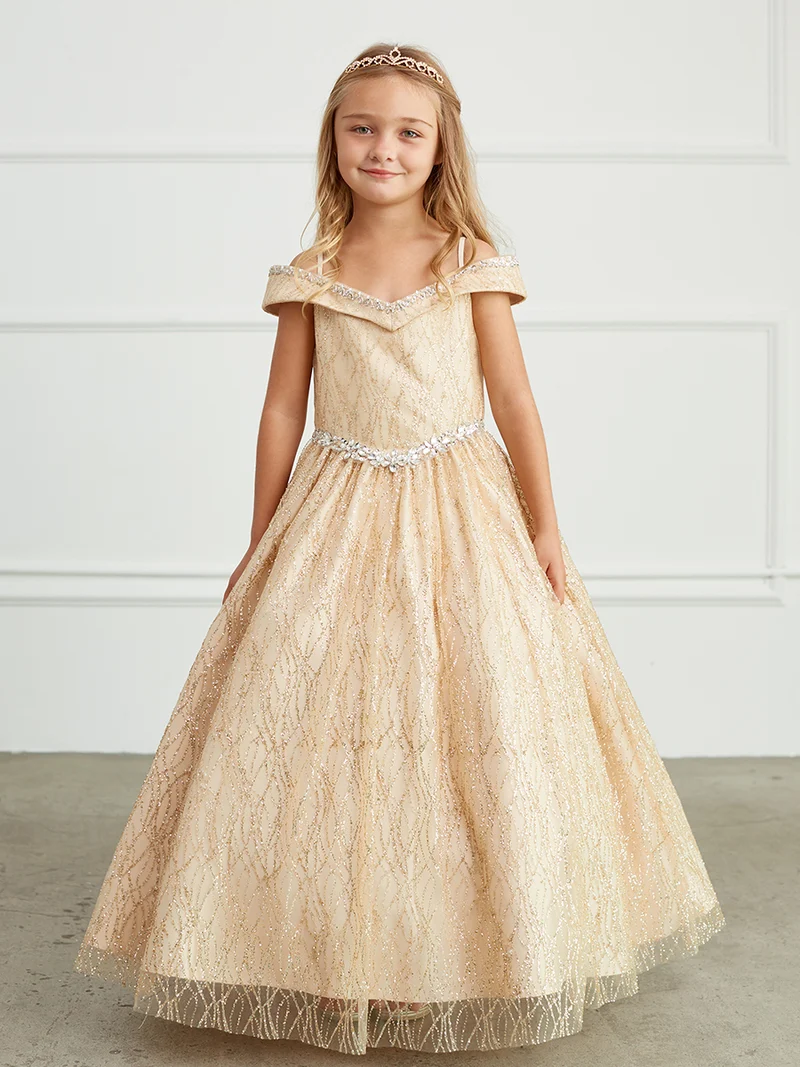 Tjejklänning med glitter Off Shoulder-klänning från TIPTOP KIDS - AS7031