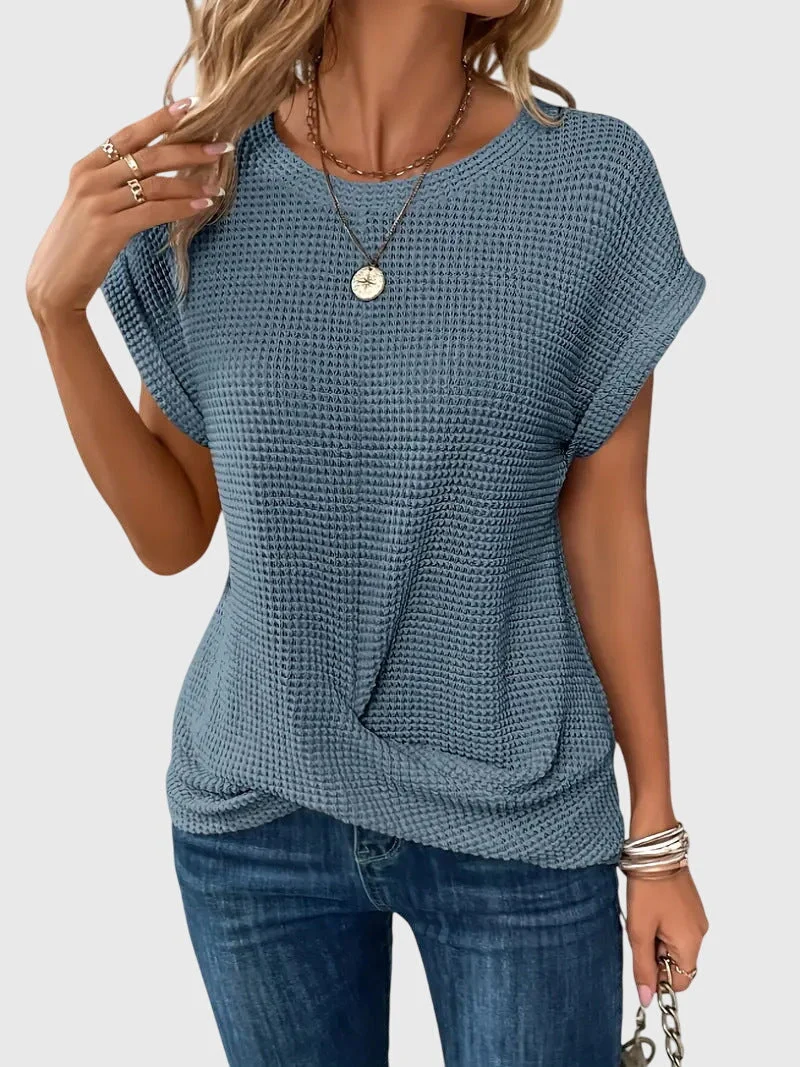 Isa | Elegant Blus Med Rund Halsringning