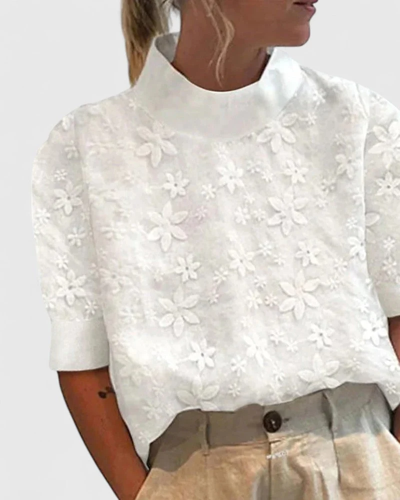 Sonelita | Elegant blus med stående krage