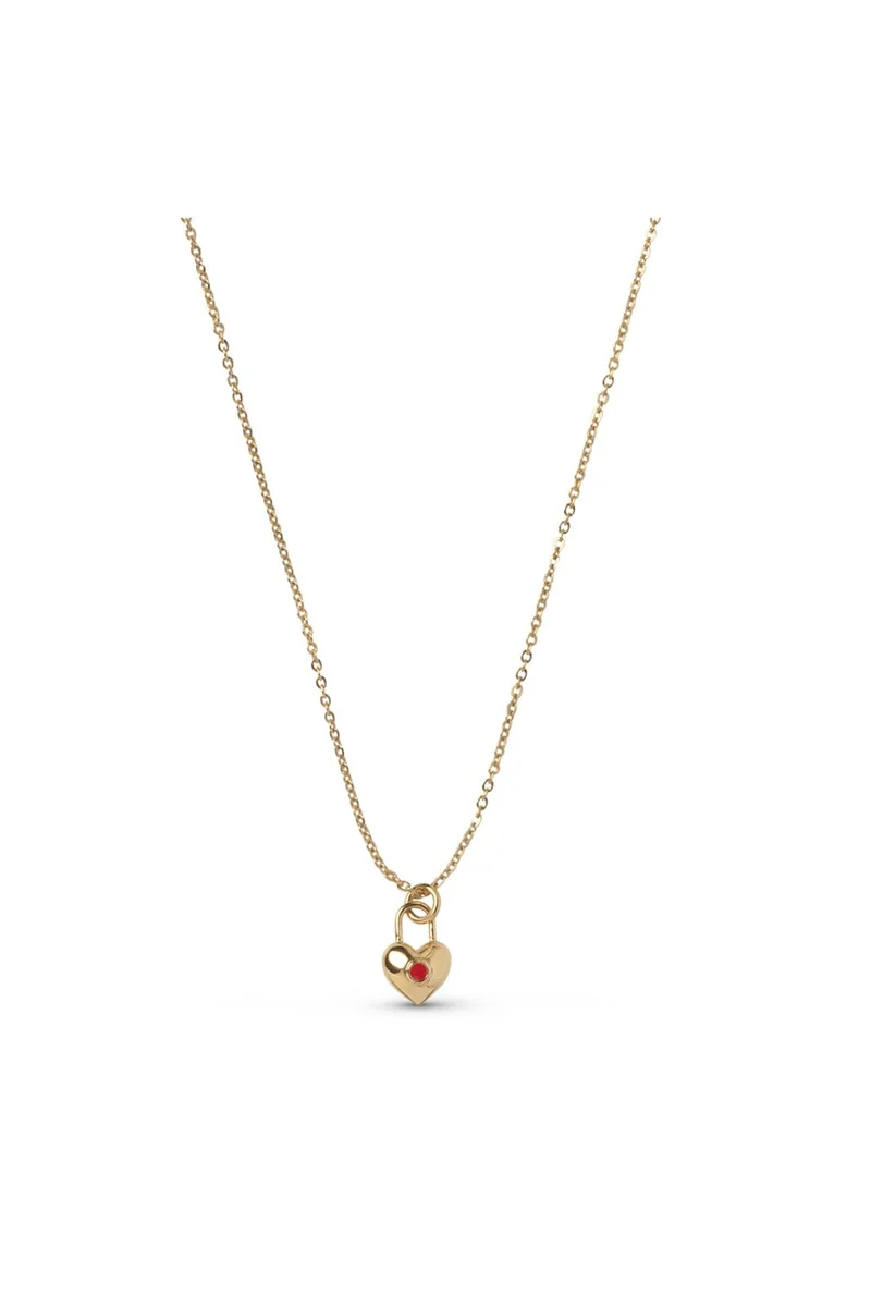 Enamel Copenhagen - Necklace, Heart Keeper N157gb - Red