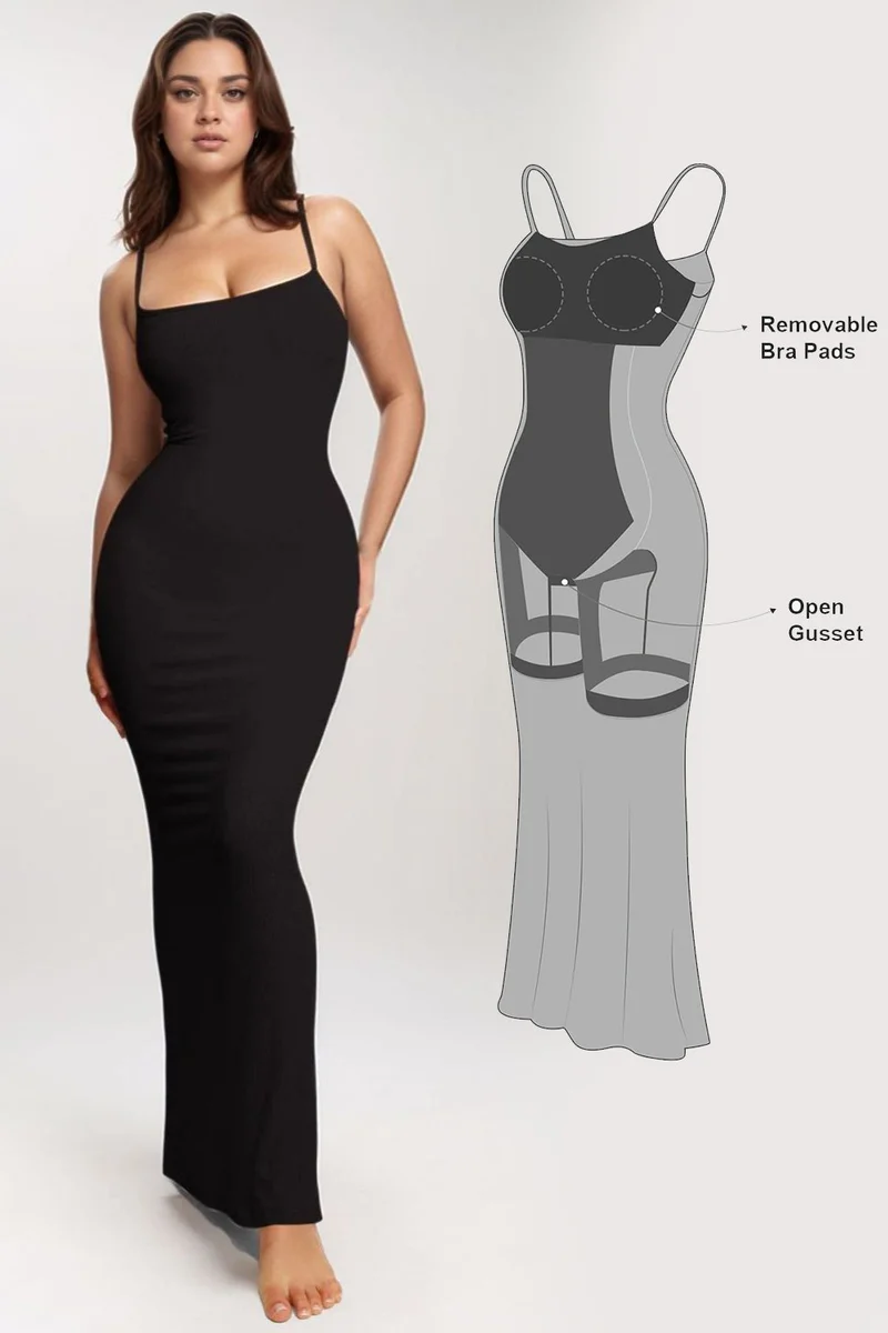 Basic Bae Inbyggd Shapewear ärmlös Maxiklänning