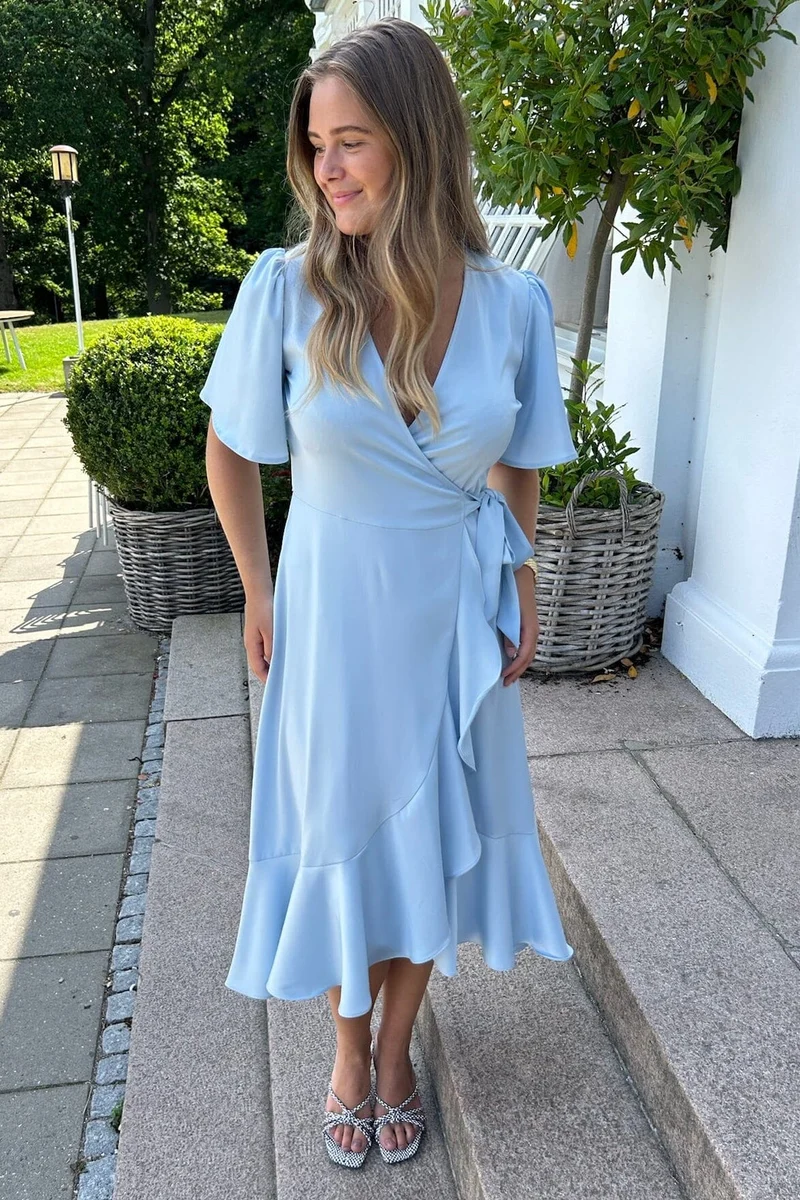 YAS - Yasthea 2/4 Midi Wrap Dress - 4971092 Skyway