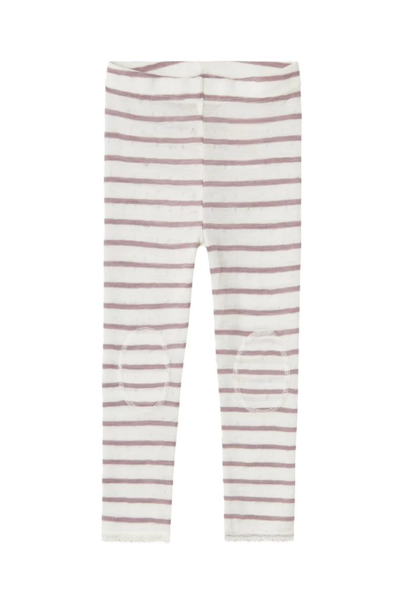 Name It - Nmfwang Wool Needle Legging - 4475080 Snow White Purple Dove