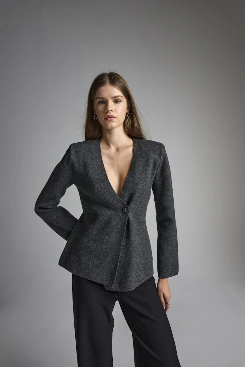 Only - Onlmyera Life Ls One Button Cardigan Knt - 4939844 Dark Grey Melange