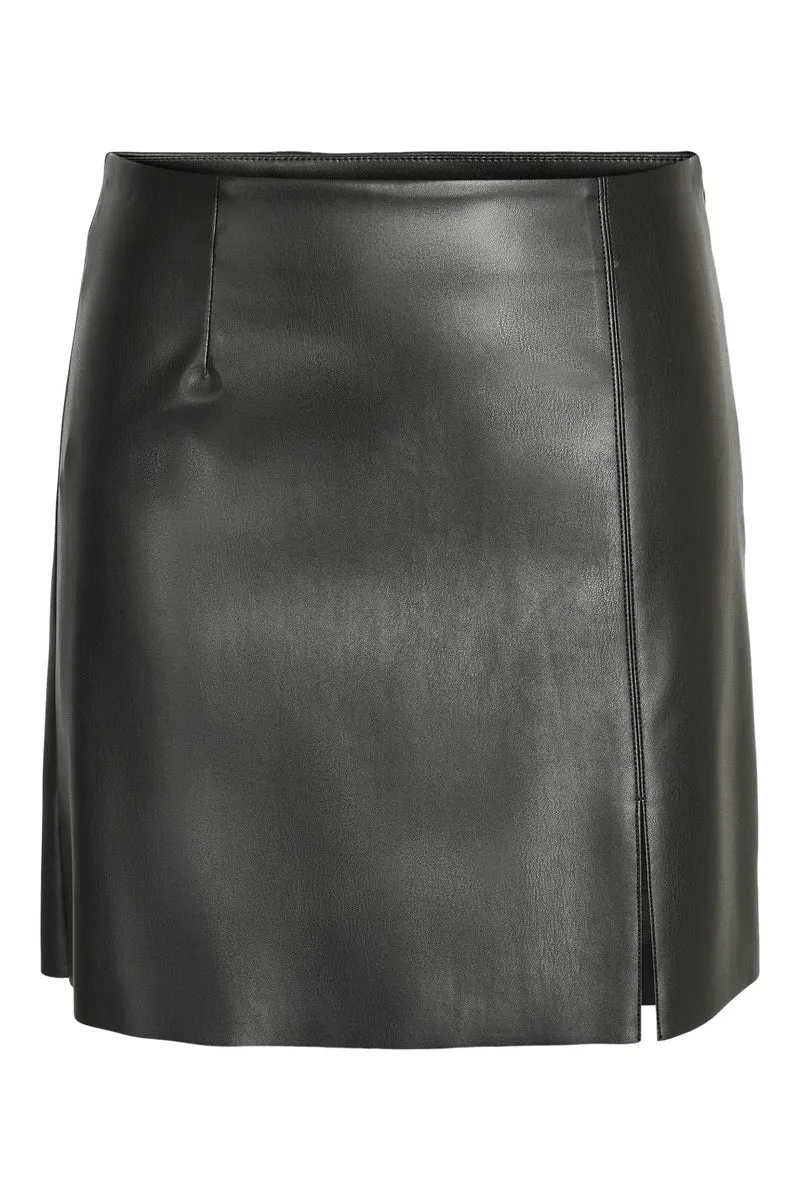 Noisy May - Nmclara Penny Pu Slit Skirt - 3939402 Black