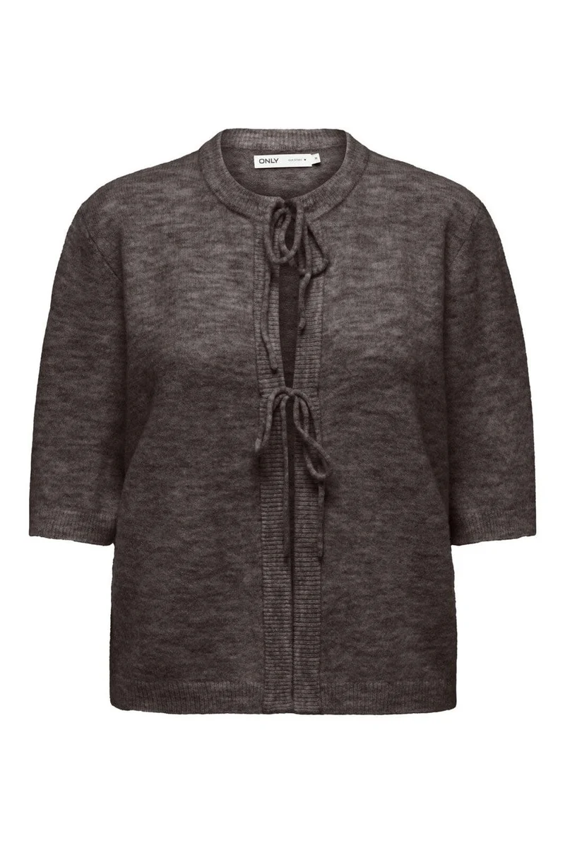 Only - Onlsimoni 2/4 Bow Cardigan Knt - 4961577 Coffee Bean Melange