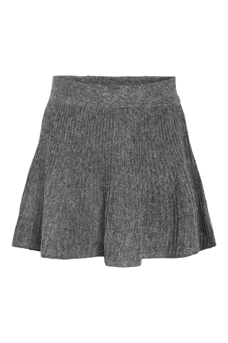 Noisy May - Nmnola Nw Pleated Knit Skirt Fwd - 4805687 Medium Grey Melange