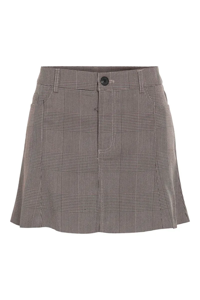 Noisy May - Nmwera Nw Check Skirt Fwd - 4826456 Toasted Coconut Windsor Wine