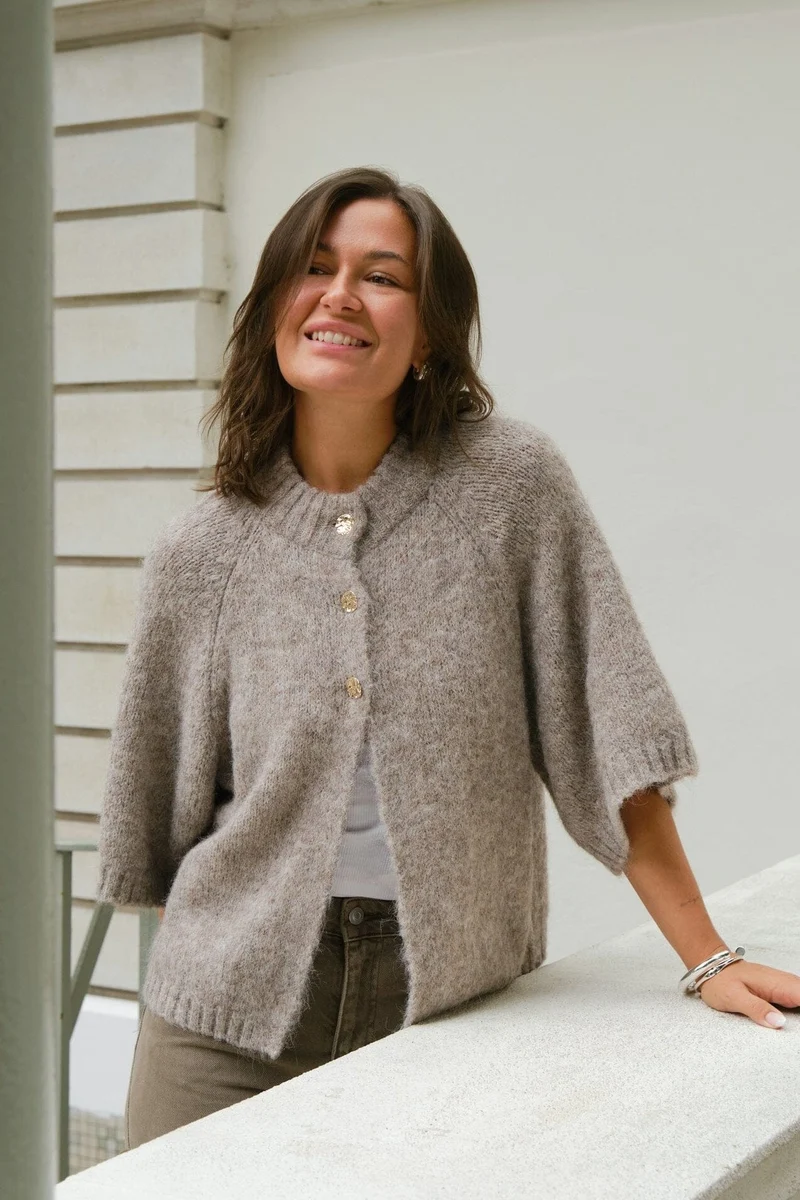 Neo Noir - Benuta Fluffy Knit Cardigan 165816 - 976 - Beige Melange