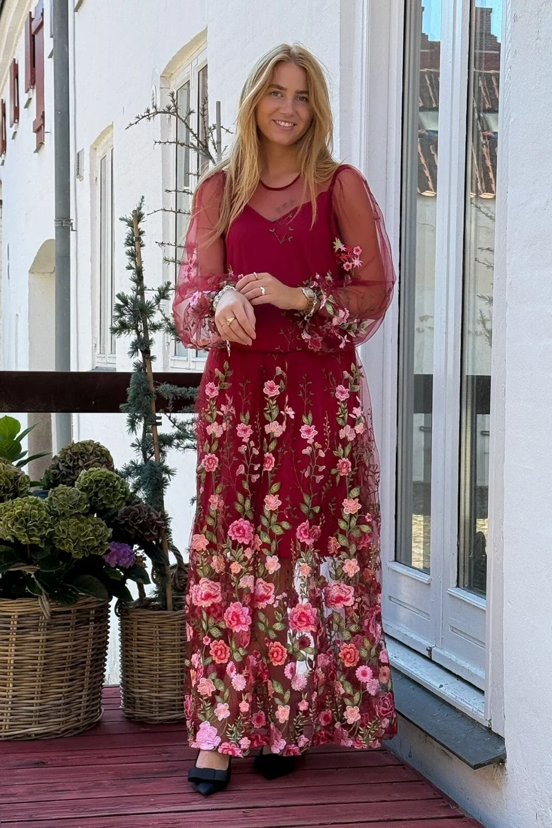 A-View - Fuschia Dress AV4614 - 373 - Bordeaux/Rose