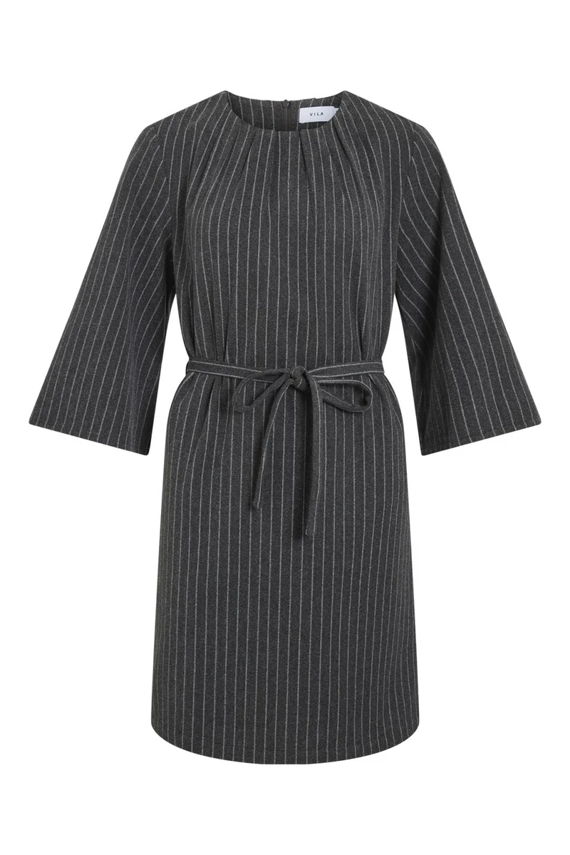 Vila - Vinicca 3/4 Dress - 4891341 Dark Grey Melange