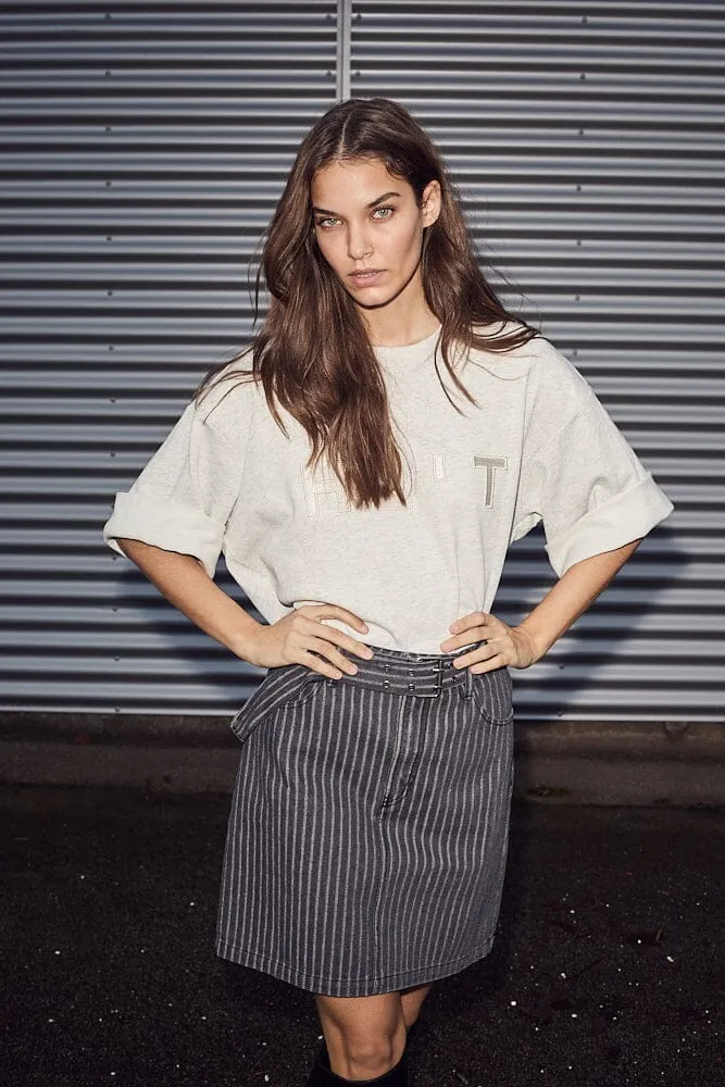 Haute L'Amitié - Lou Stripe Belt Skirt HL10174 - Dark Grey