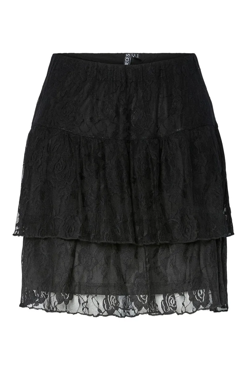 Pieces - Pcalice Lace Short Skirt - 4862806 Black