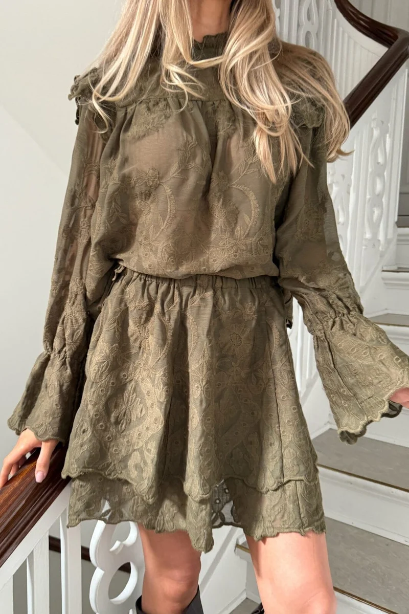 BYIC - Ellinoric Lace Mini Skirt 2576 - Vintage Olive