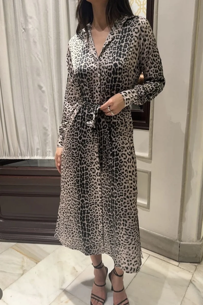 Karmamia - Jean Dress 2123 - Nude Leopard