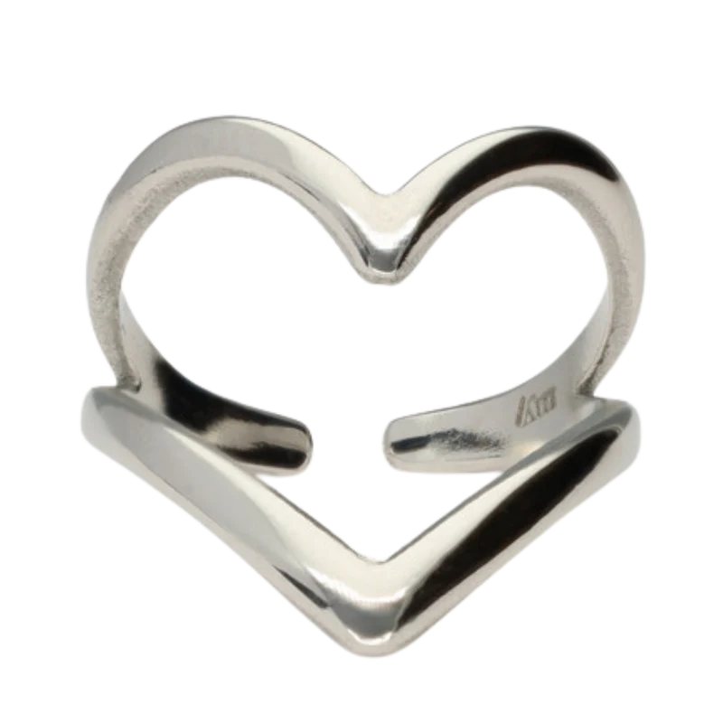 Ring Big Open Heart - Silver