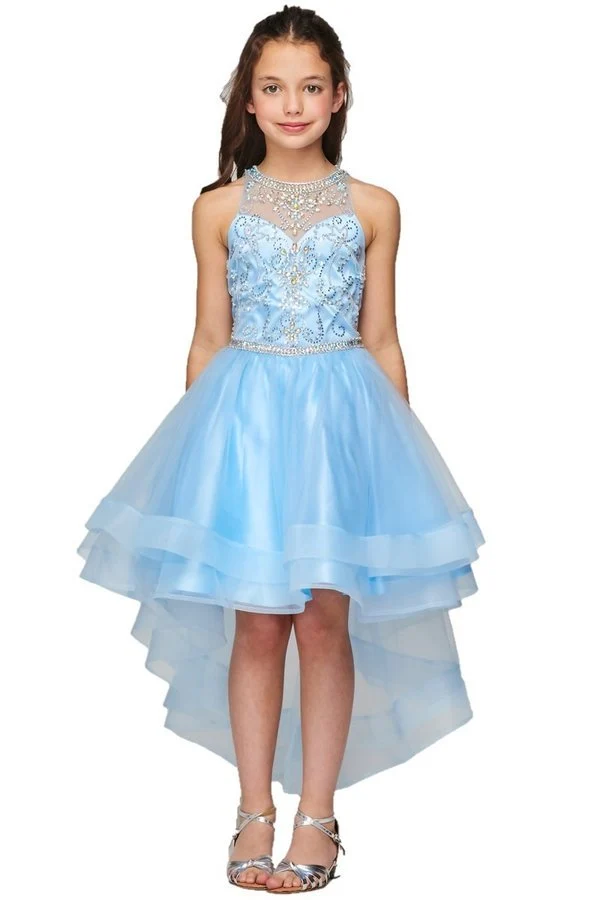 Halter Pearl Jewel Beaded Tyll Girl Party Dress från Cinderella Couture USA AS5101