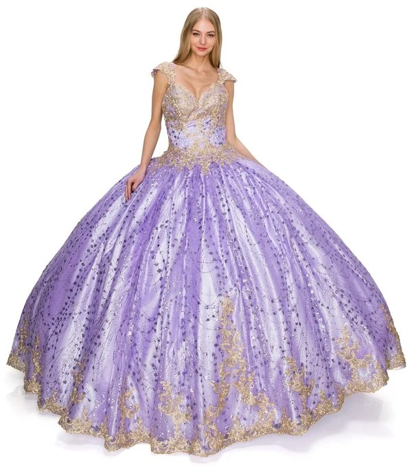 Glitter Satin Tyll Quinceanera Klänning Cinderella Couture USA AS8024J-lila