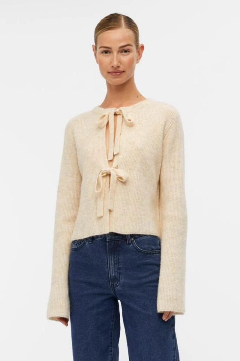 Object - Objparvi Knit Cardigan 130 - 4363590 Sandshell Melange