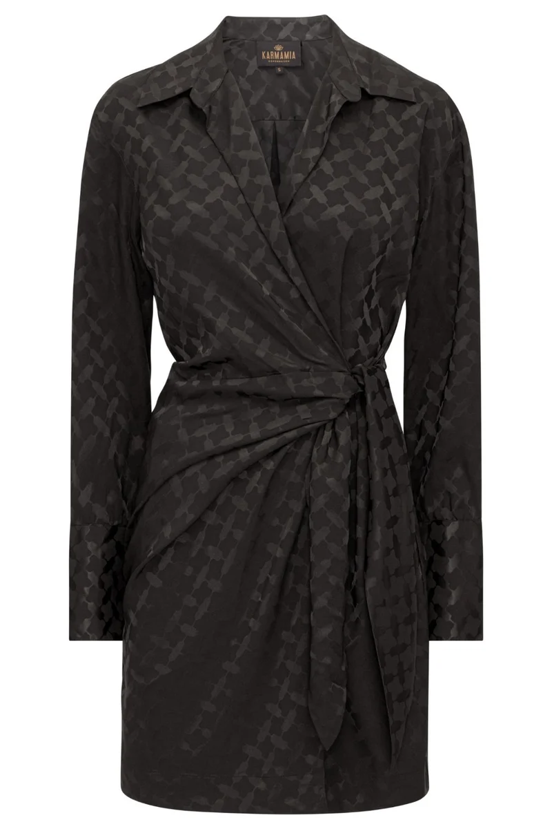 Karmamia - Ivy Wrap Dress - Black Keffiyeh Jacquard