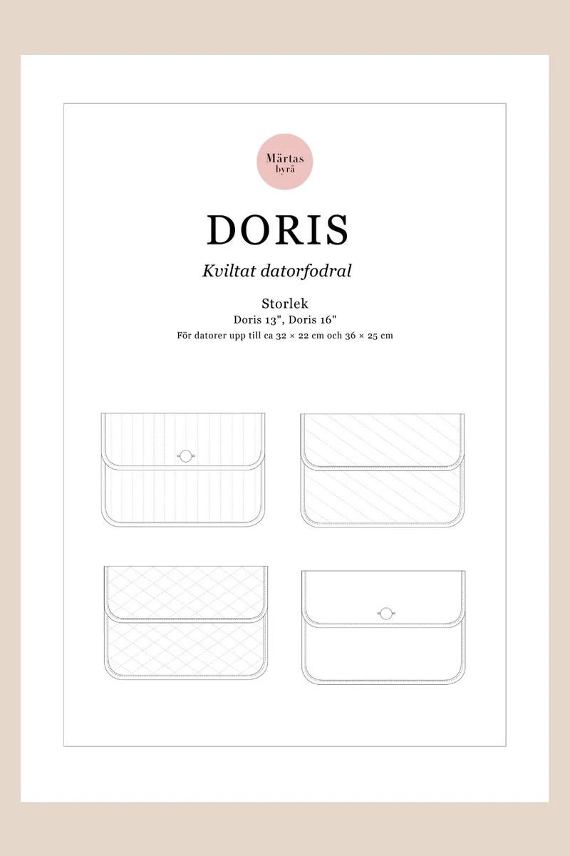 NYHET! Doris – PDF-symönster för kviltat datorfodral