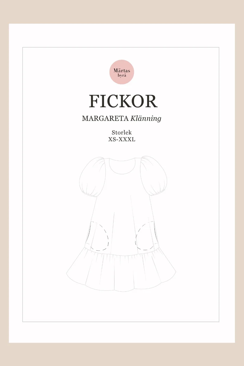 Fickor – PDF-symönster för Margareta Klänning XS–XXXL