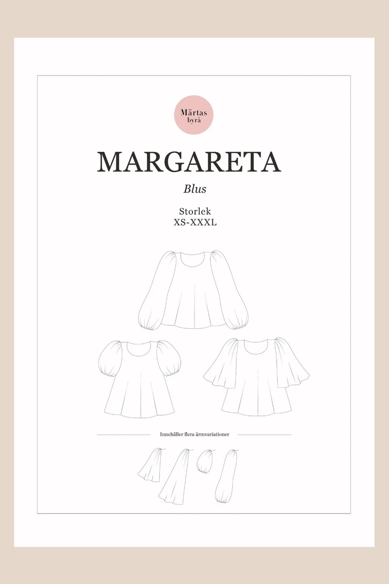 Margareta – PDF-symönster för blus XS–XXXL