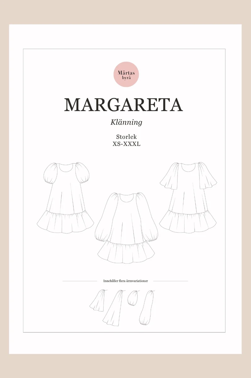 Margareta – PDF-symönster för klänning XS–XXXL