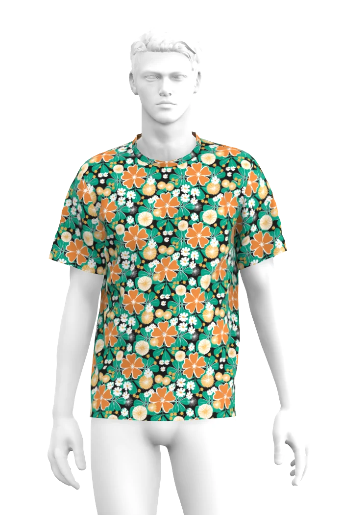 T-Shirt Erik - Majblomma orange black