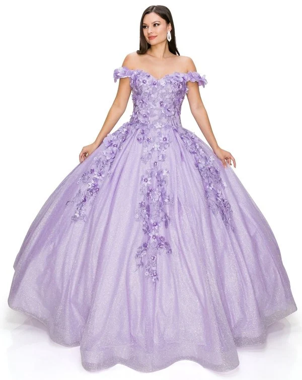 Cinderella Couture USA AS8020J-lila Paljett Tyll Quinceanera Klänning