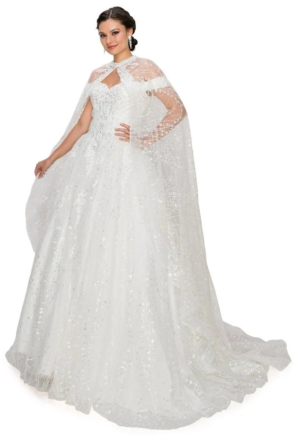 White off-shulder glitter spets Tyll Quinceanera klänningar från Cinderella Couture USA AS4201WT