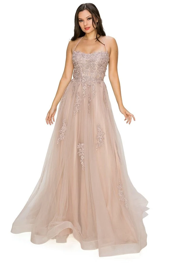 Mauve Lace Applique Tulle A-Line Klänning från Cinderella Couture USA AS8031J-MAU - Speciella tillfällen/kurvor