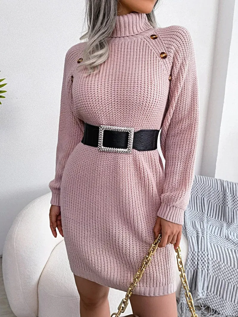 Elegant dekorativ tröjklänning med knappar - 100 % akryl, medelstretchig, maskintvättbar