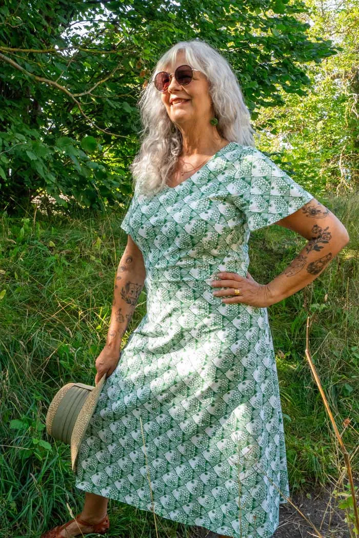 Klänning Kerstin - Shoal of fish green