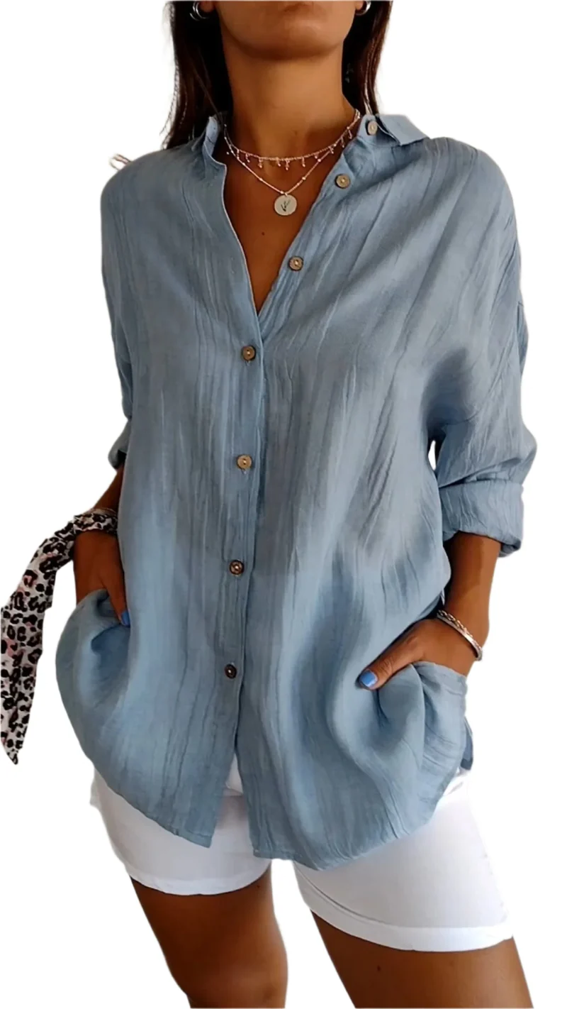 Vit Dam Blus Klassisk Krage Mjuk Polyester
