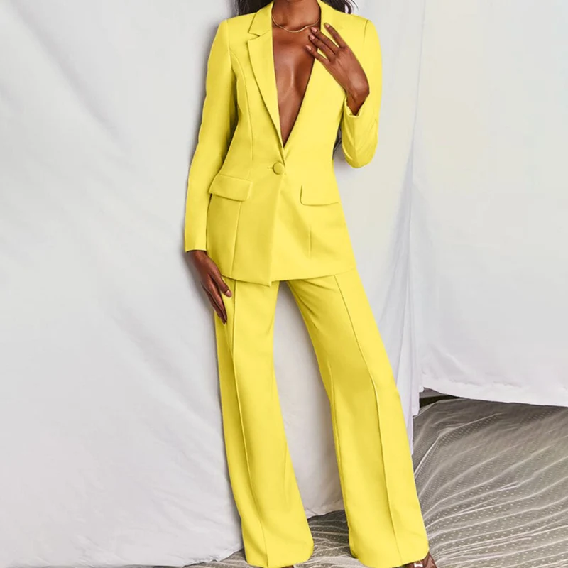 Dam Blazer Set Elegant Design Polyester Byxor