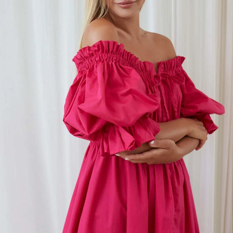 Damklänning Off-Shoulder Lekfull Elegans Elastisk Polyester
