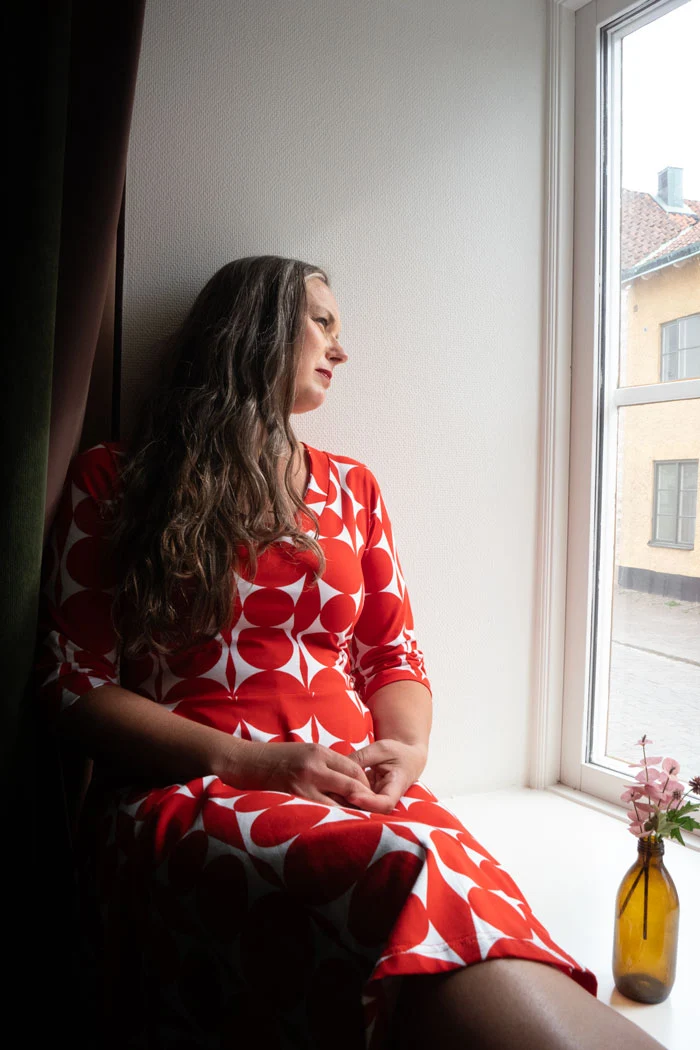 Klänning Stina - Drape red