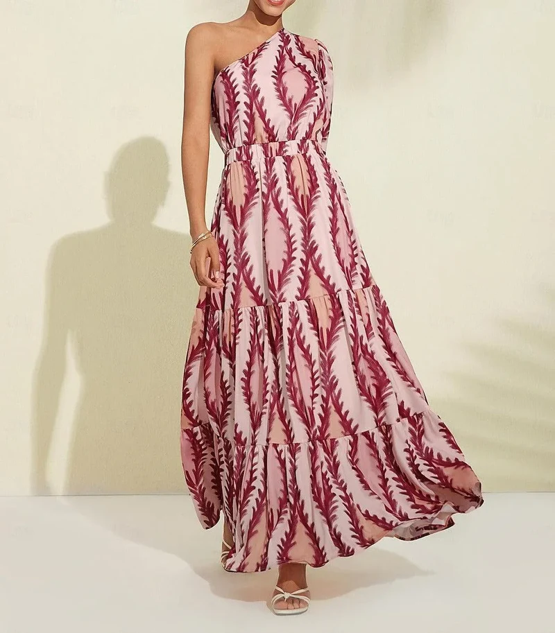 Maxiklänning Dam En-axel Elegant Polyester för Speciella Tillfällen