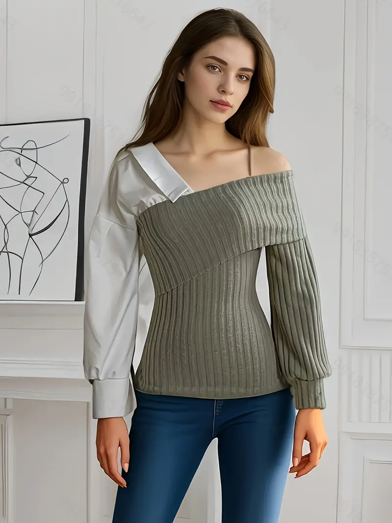 Dam Asymmetrisk Topp Modern Design Mjuk Tyg Festtoppar