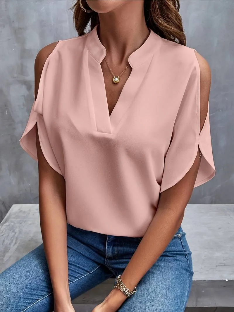 Dam Axelfri Blus Lätt Material Elegant Sommar
