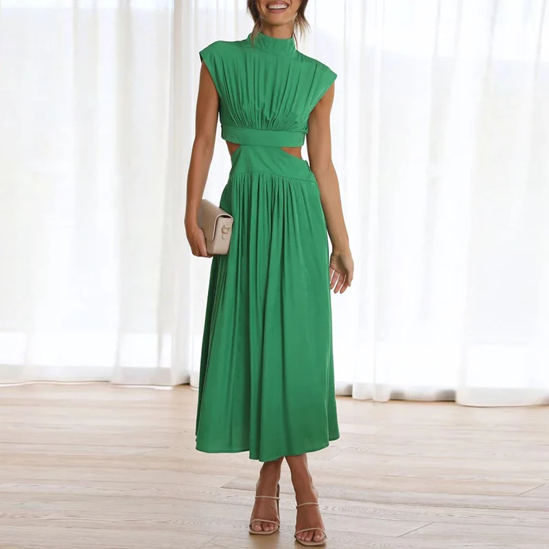 Sommarklänning Dam Ärmlös Elegant Lätt Tyg