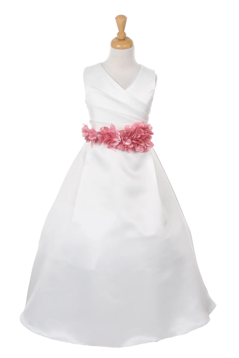 Plisserad Satin Flower Girl Dress från Cinderella Couture USA AS1186