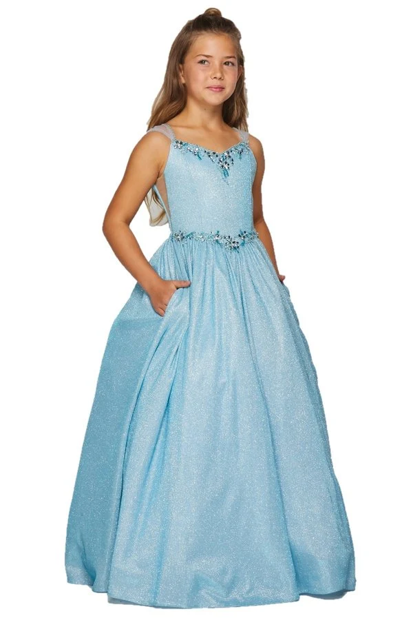Rhinestone Paljett Metallic Mini Quince av Cinderella Couture USA AS5087