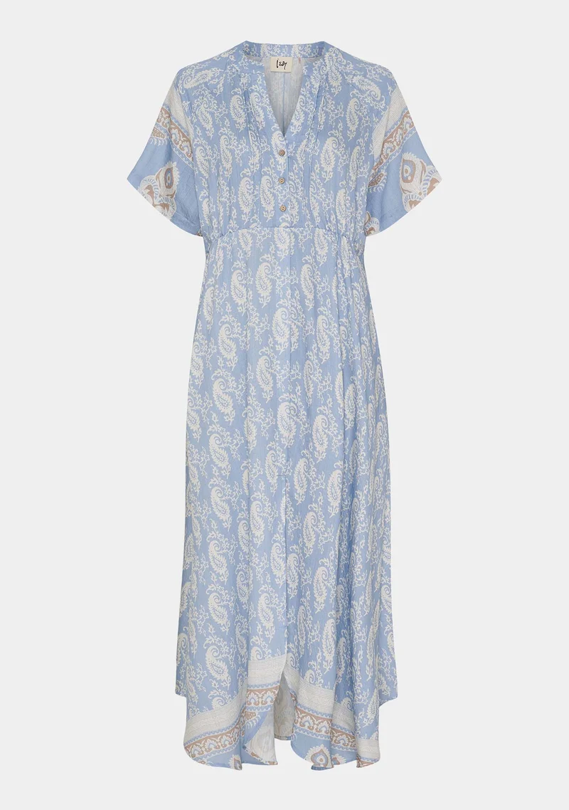 Ane New Dress - Light Blue Border Paisley