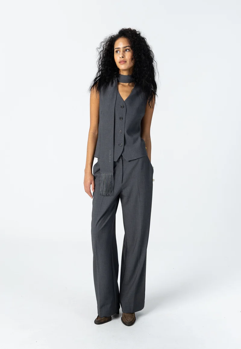 Väst med stickad baksida - Asphalt grey